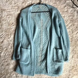 blue thin cardigan